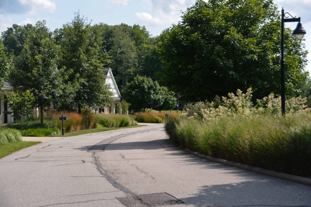 South Franklin Circle Chagrin Falls Ohio. Mass perennial plantings in a retirement community. Thinking Outside the Boxwood