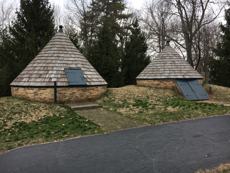 Auxiliary garden buildings inspiration - Pair of round brick and shake buildings - More buildings at Thinkingoutsidetheboxwood.com