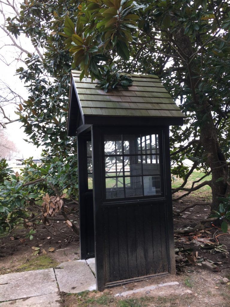 Auxiliary garden buildings inspiration - A black shelter at Shaker Village of Pleasant Hill more buildings at Thinkingoutsidetheboxwood.com