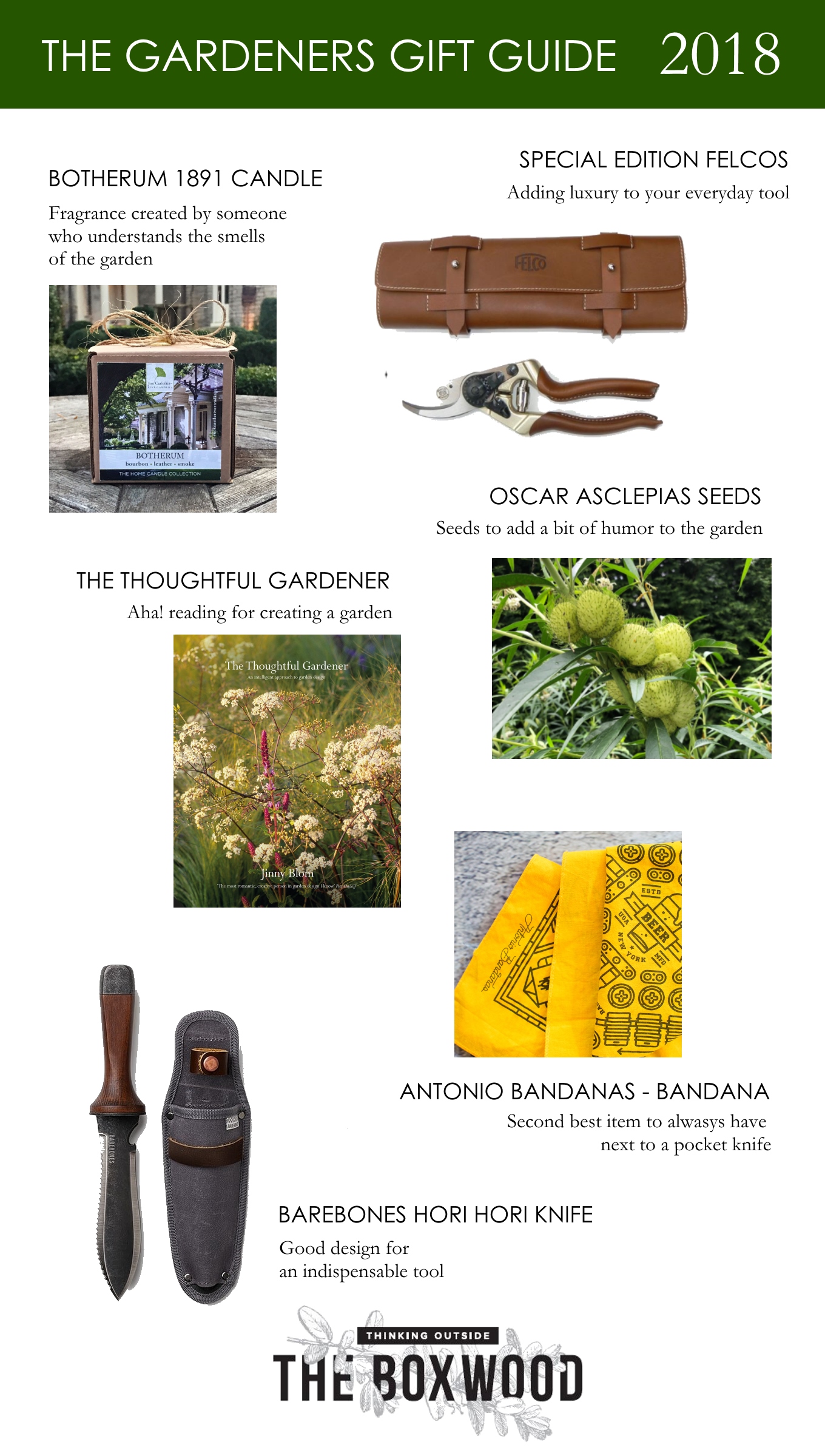 A gifting guide for gardeners based on my favorite finds from the past year. Thinking Outside the Boxwood