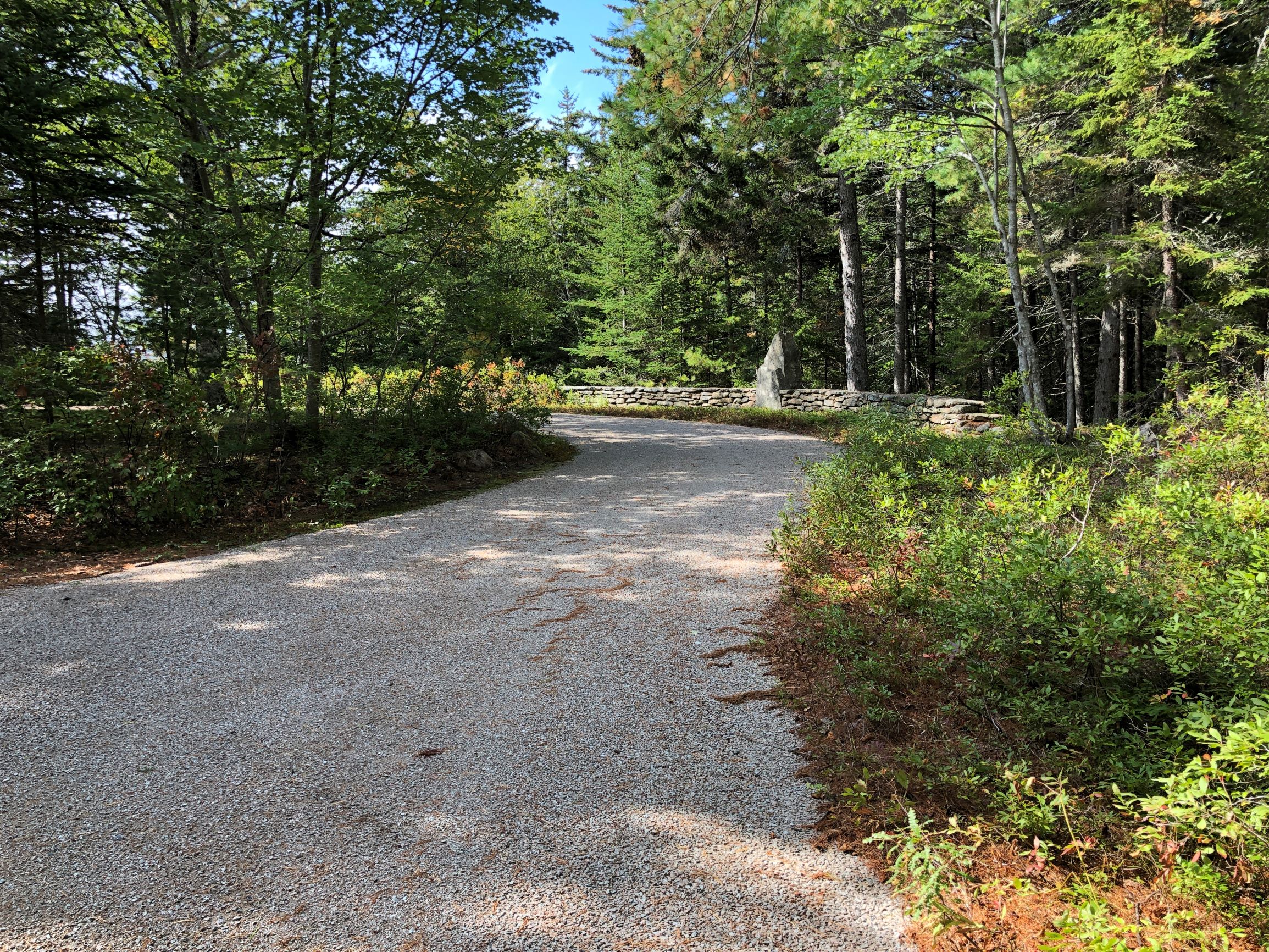 A driveway in Maine using as inspiration for our Maine Entrance. Thinking Outside the Boxwood